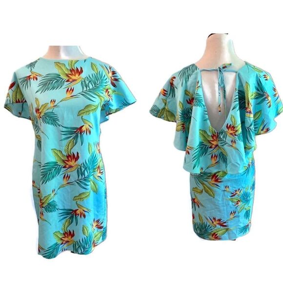 NWOT C. Wonder Blue Palm Frond Sundress Sz M - Picture 1 of 8
